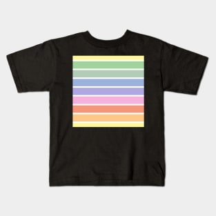 Vintage white and bright pastel rainbow stripes - horizontal Kids T-Shirt